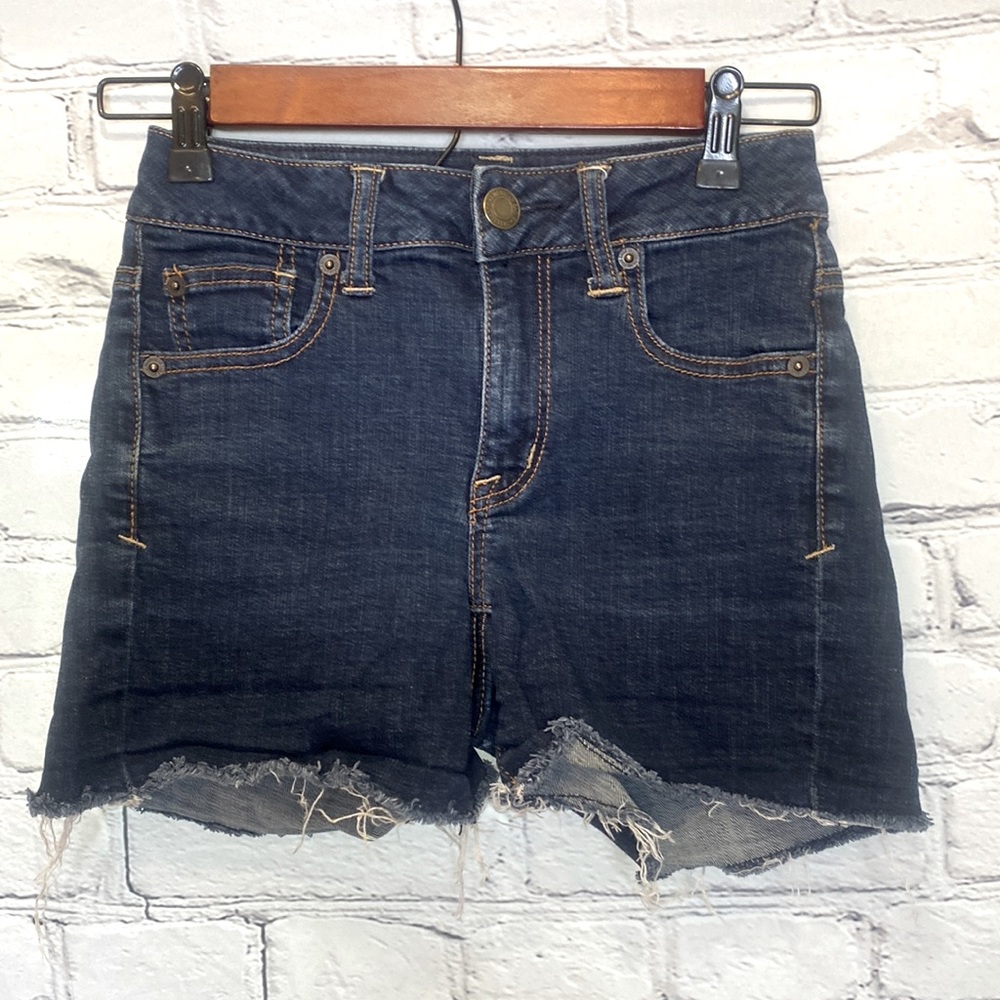 American Eagle Outfitters Super Stretch Blue Jean Cut-Off Shorts Size 0